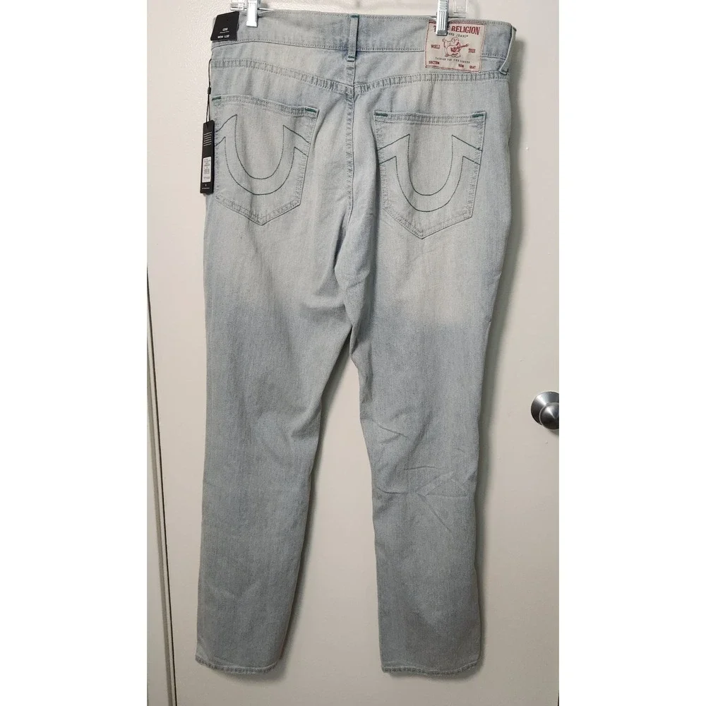 True Religion NWT Men's Geno Distressed Slim Jeans 34x32 Destroyed Light Endless